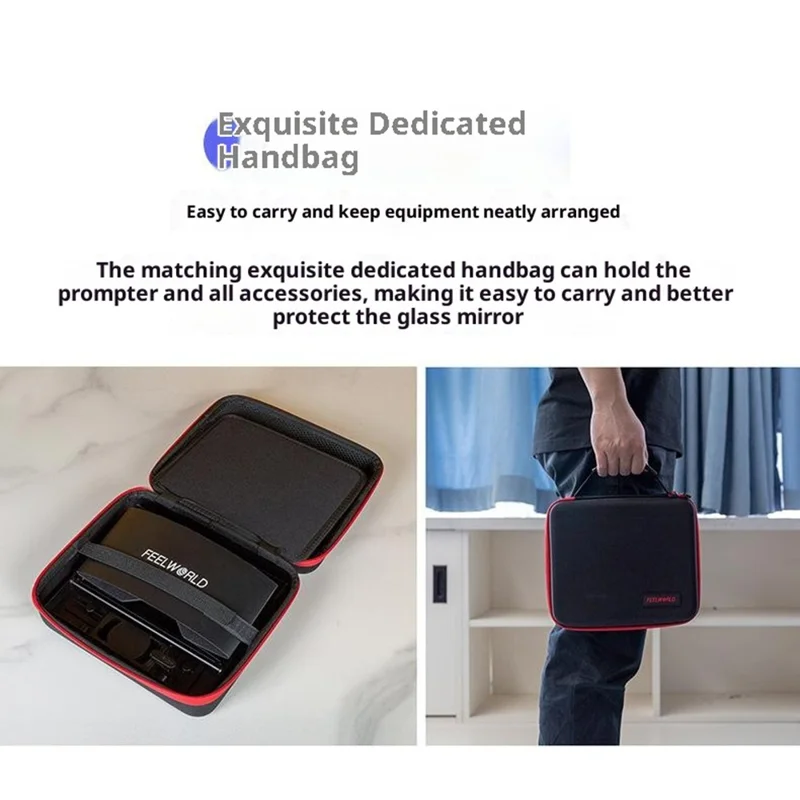 FEELWORLD TP10 Portable Teleprompter for Smartphones / DSLR Cameras Video Shooting Folding Design with Remote Control