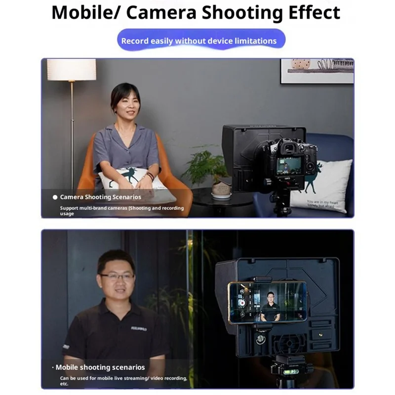 FEELWORLD TP10 Portable Teleprompter for Smartphones / DSLR Cameras Video Shooting Folding Design with Remote Control