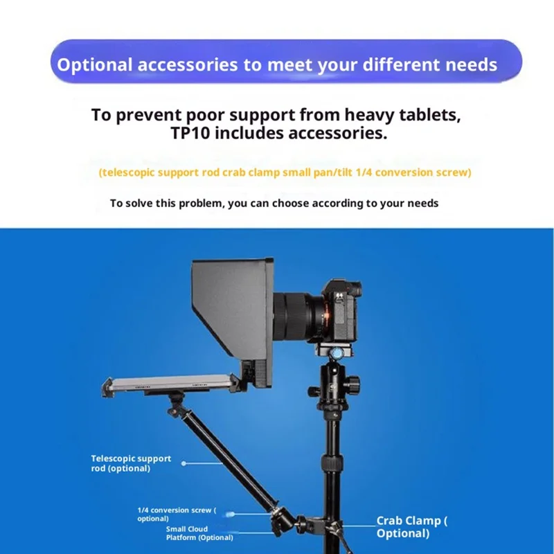 FEELWORLD TP10 Portable Teleprompter for Smartphones / DSLR Cameras Video Shooting Folding Design with Remote Control