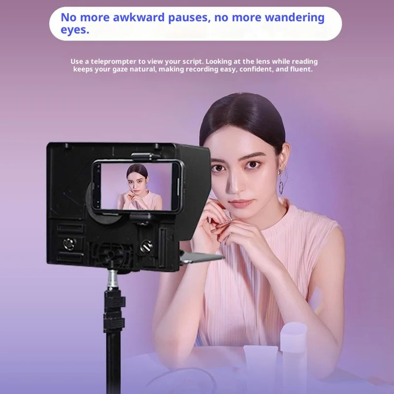 FEELWORLD TP10 Portable Teleprompter for Smartphones / DSLR Cameras Video Shooting Folding Design with Remote Control