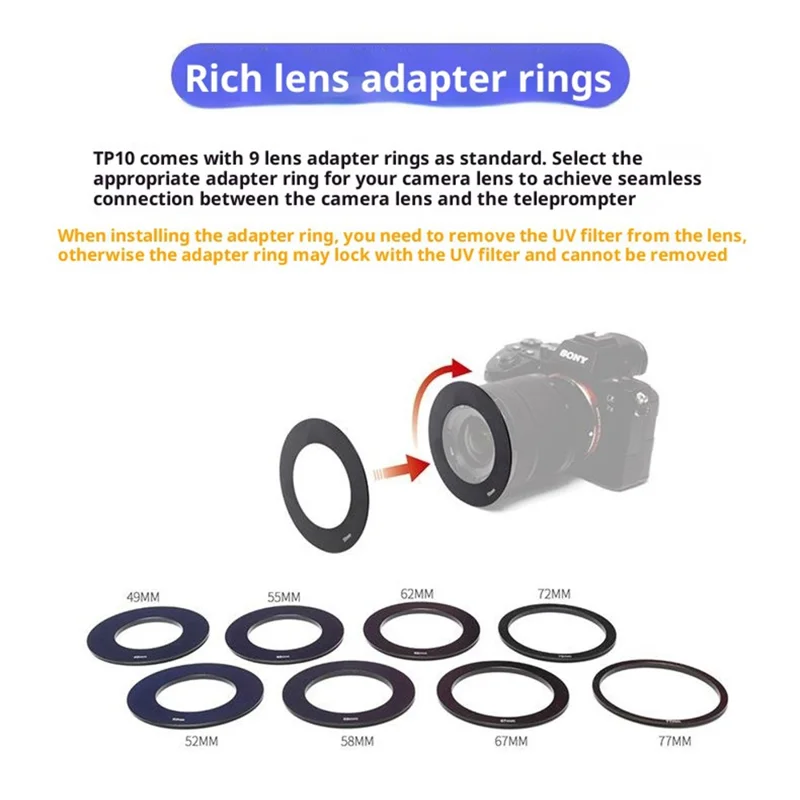 FEELWORLD TP10 Portable Teleprompter for Smartphones / DSLR Cameras Video Shooting Folding Design with Remote Control