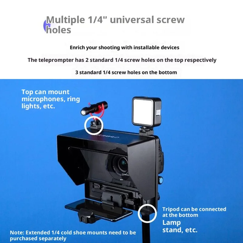 FEELWORLD TP10 Portable Teleprompter for Smartphones / DSLR Cameras Video Shooting Folding Design with Remote Control