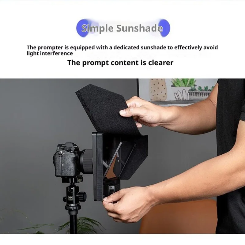 FEELWORLD TP10 Portable Teleprompter for Smartphones / DSLR Cameras Video Shooting Folding Design with Remote Control