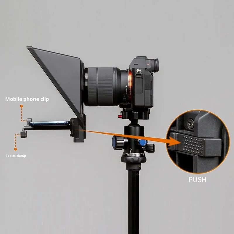 FEELWORLD TP2A 8 Inch Portable Teleprompter for Smartphone Tablet DSLR Camera Prompter with Remote Control