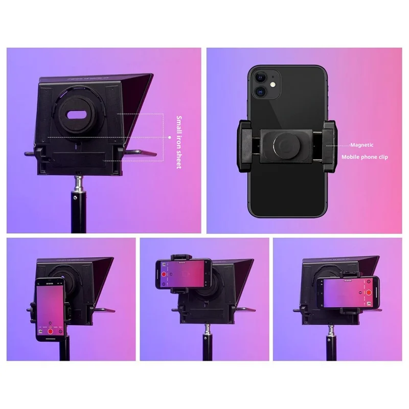 FEELWORLD TP2A 8 Inch Portable Teleprompter for Smartphone Tablet DSLR Camera Prompter with Remote Control
