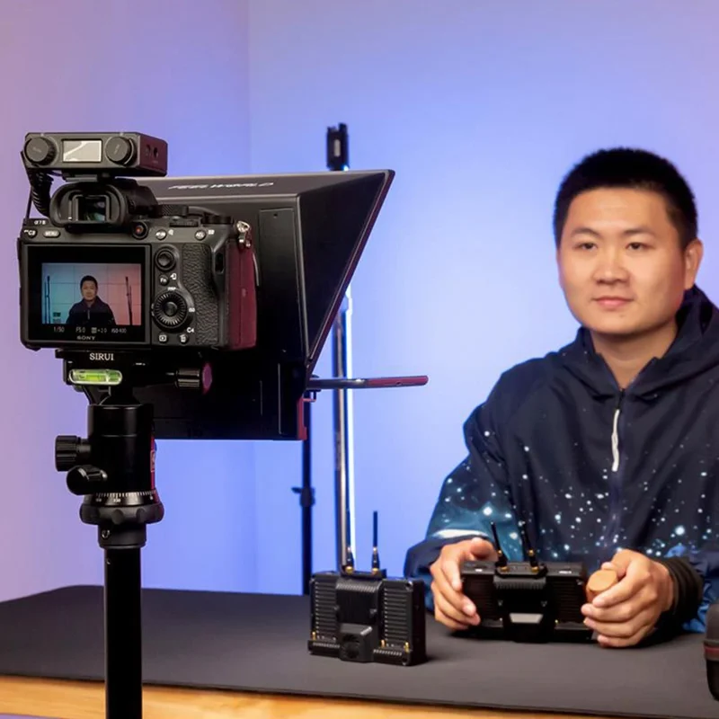 FEELWORLD TP2A 8 Inch Portable Teleprompter for Smartphone Tablet DSLR Camera Prompter with Remote Control