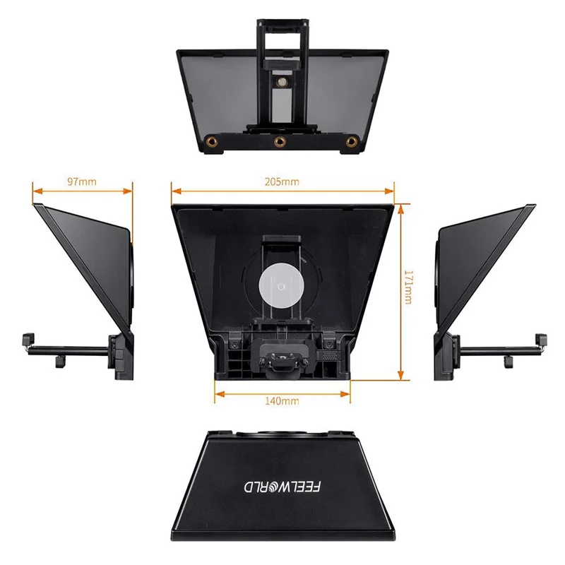 FEELWORLD TP2A 8 Inch Portable Teleprompter for Smartphone Tablet DSLR Camera Prompter with Remote Control