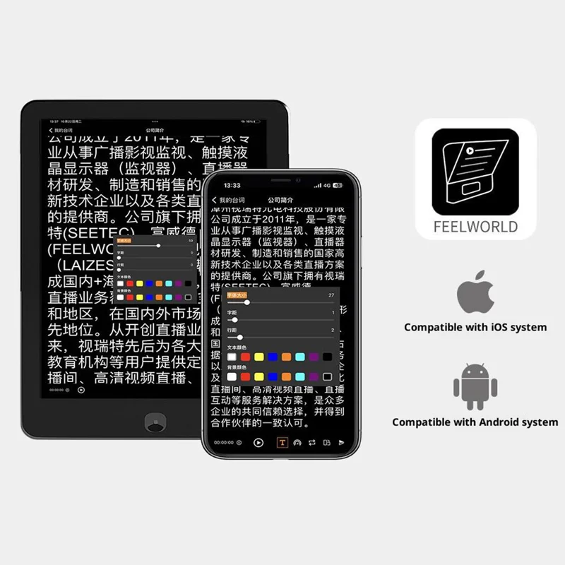 FEELWORLD TP2A 8 Inch Portable Teleprompter for Smartphone Tablet DSLR Camera Prompter with Remote Control