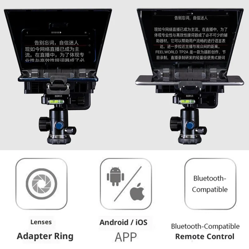 FEELWORLD TP2A 8 Inch Portable Teleprompter for Smartphone Tablet DSLR Camera Prompter with Remote Control