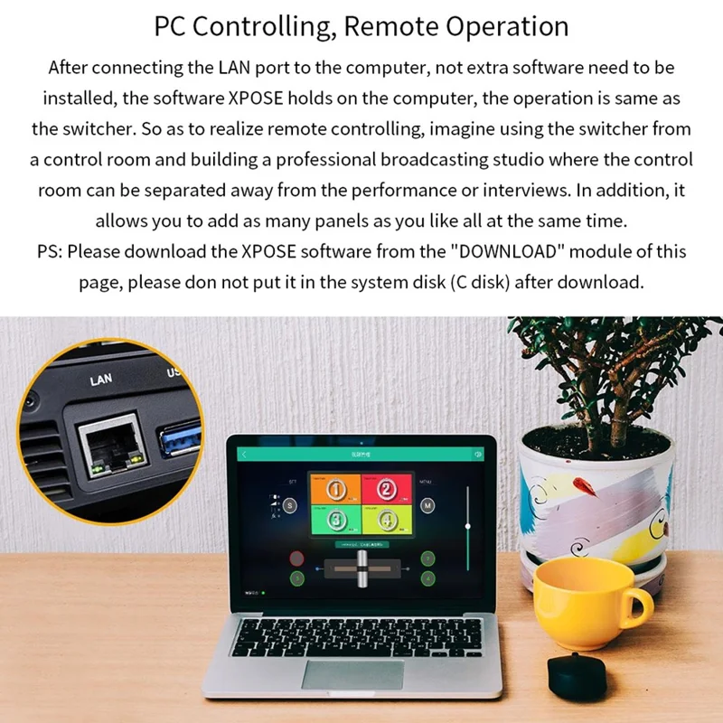 FEELWORLD LIVEPRO L1 V1 USB 3.0 Multi-kamera Live Streaming Video Switcher med 2-tommer TFT-skærm, 4 HD-inputs og APP-styring - US-stik