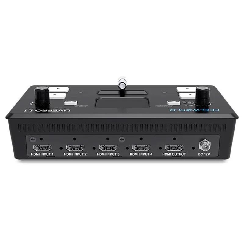 FEELWORLD LIVEPRO L1 V1 USB 3.0 Multi-kamera Live Streaming Video Switcher med 2-tommer TFT-skærm, 4 HD-inputs og APP-styring - US-stik