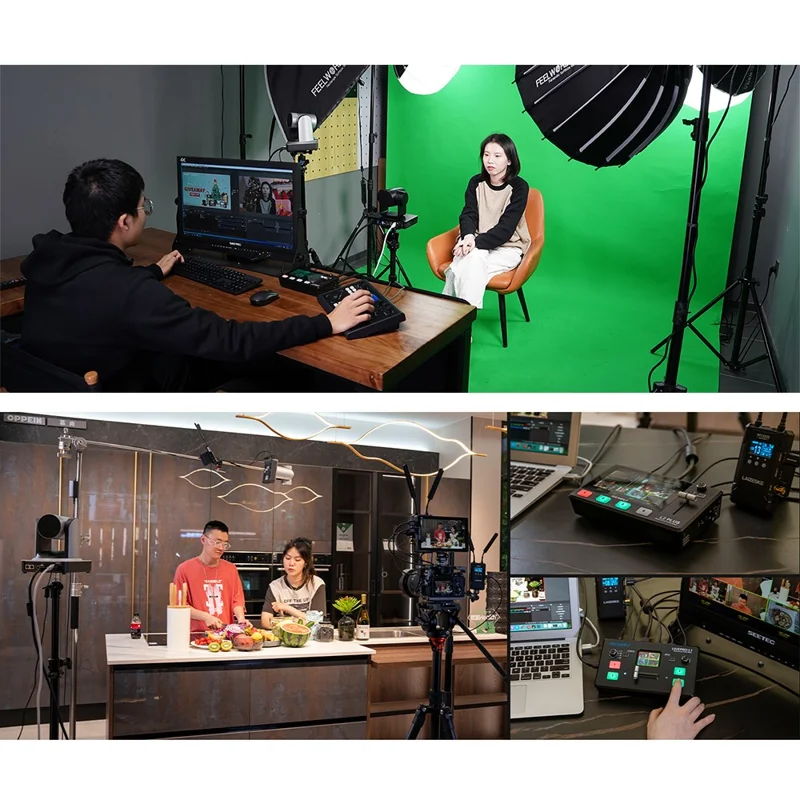 FEELWORLD L2 Plus Multi-kamera Live-streaming Videoswitch med 5,5 tommer Touchscreen, 4 HD-inputs, PTZ-styring - US-stik