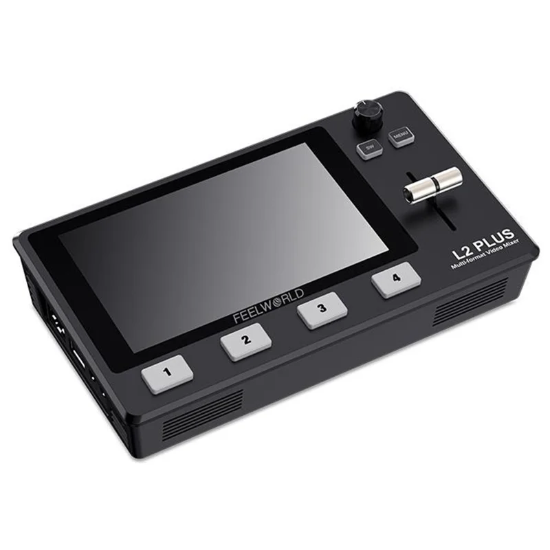 FEELWORLD L2 Plus Multi-kamera Live-streaming Videoswitch med 5,5 tommer Touchscreen, 4 HD-inputs, PTZ-styring - US-stik