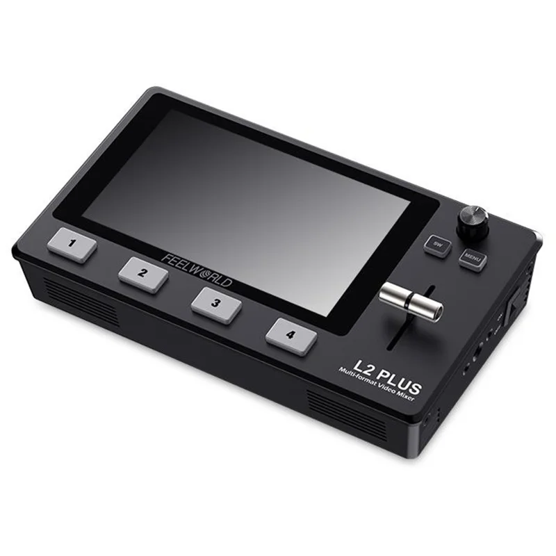 FEELWORLD L2 Plus Multi-kamera Live-streaming Videoswitch med 5,5 tommer Touchscreen, 4 HD-inputs, PTZ-styring - US-stik