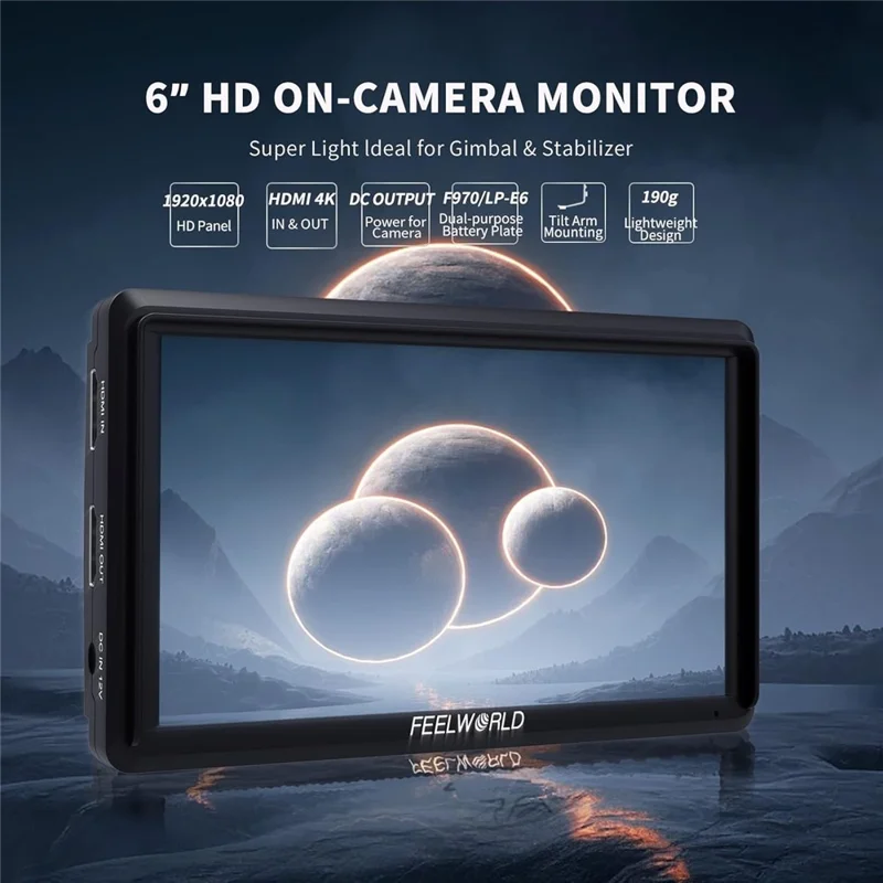 FEELWORLD S55V3 6 Inch 4K Monitor Full HD Portable Camera Monitor for DSLR Photography / Videography
