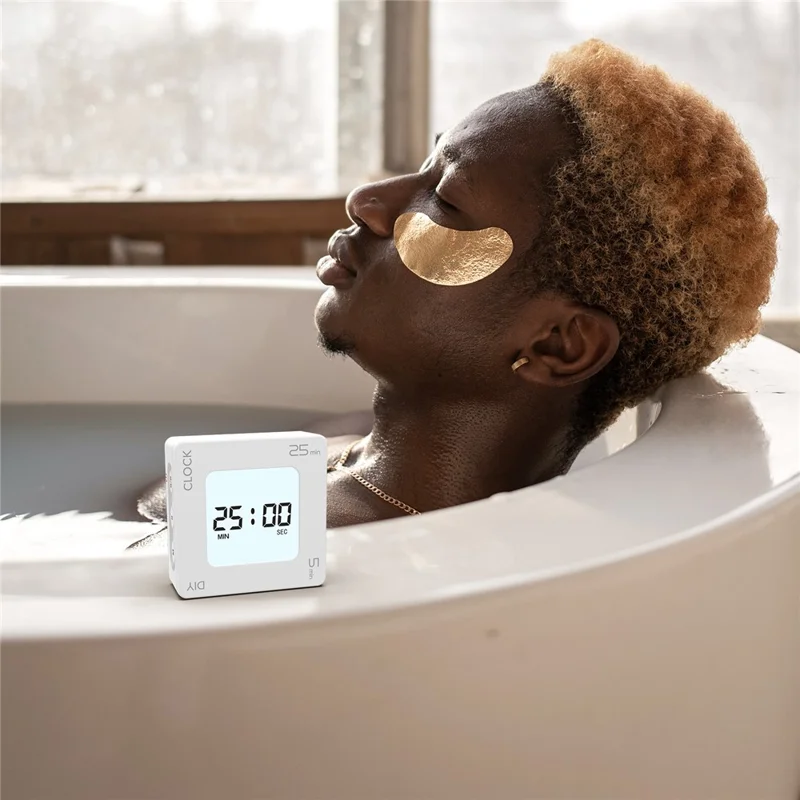 EN7019 Portable Flip Timer Mini Time Reminder Vibrating Timer Countdown Alarm Clock with Backlit - White / Glossy