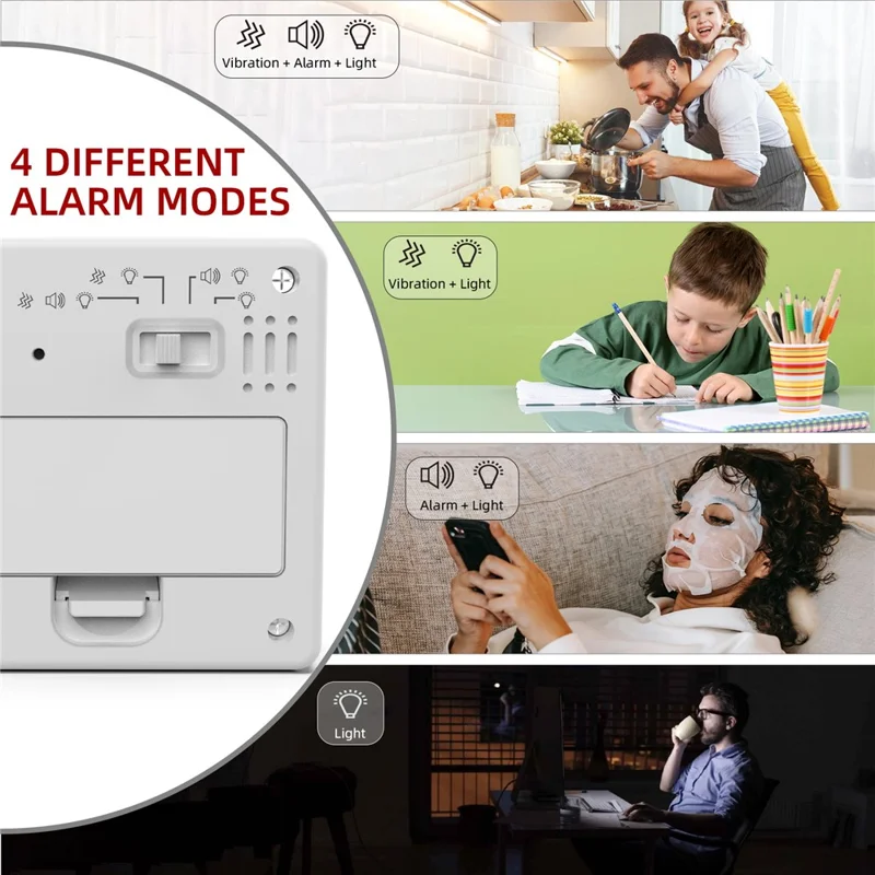 EN7019 Portable Flip Timer Mini Time Reminder Vibrating Timer Countdown Alarm Clock with Backlit - White / Glossy