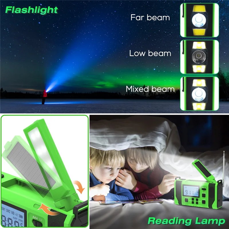 EGR-168-WB LCD Display Solar Powered Hand Crank AM / FM Radio SOS Alarm 10000mAh Power Bank with LED Flashlight