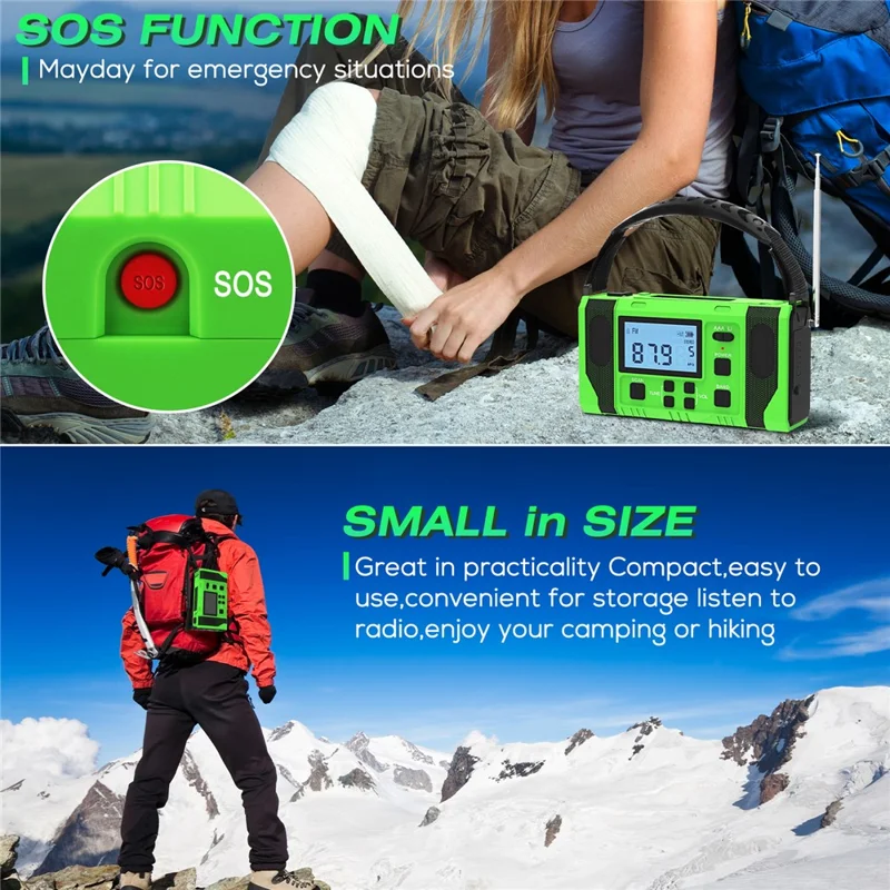 EGR-168-WB LCD Display Solar Powered Hand Crank AM / FM Radio SOS Alarm 10000mAh Power Bank with LED Flashlight