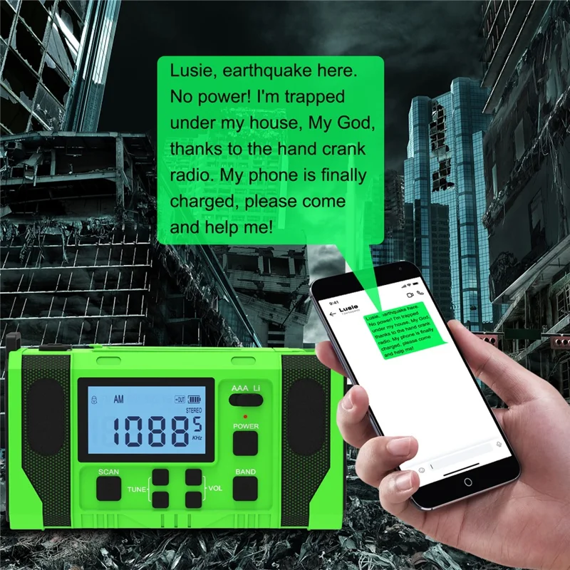 EGR-168-WB LCD Display Solar Powered Hand Crank AM / FM Radio SOS Alarm 10000mAh Power Bank with LED Flashlight