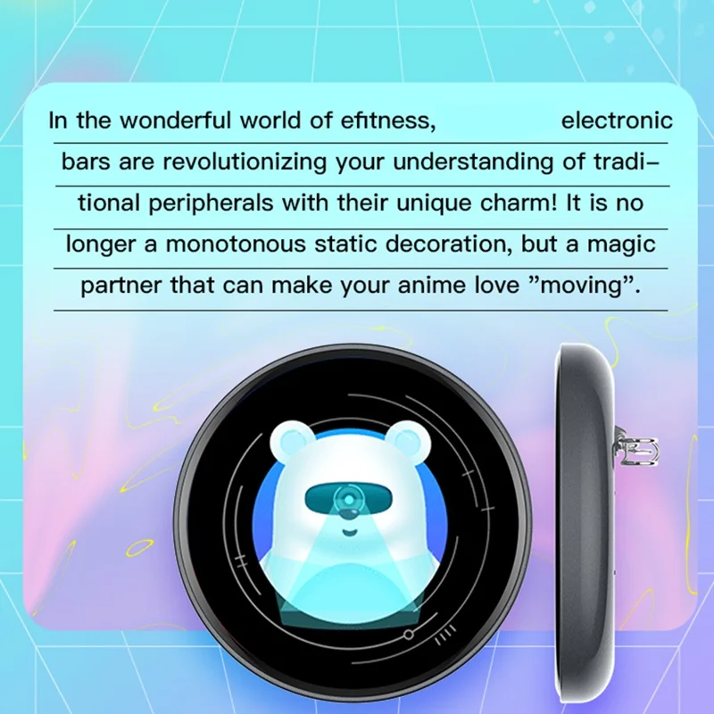 L8 Elektronisk Badge 1,5 tommer LCD-navneskilt til studerende fans Bluetooth Dynamic Screen Brooch Pin - Sort Grå