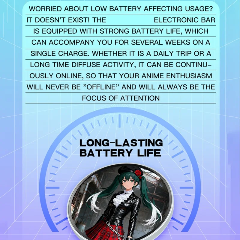 L8 Elektronisk Badge 1,5 tommer LCD-navneskilt til studerende fans Bluetooth Dynamic Screen Brooch Pin - Sort Grå