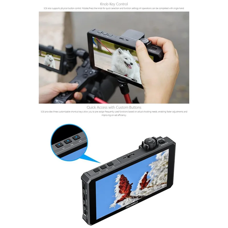 FEELWORLD SC6 6 Inch Camera Monitor 1500NIT High Brightness SDI Photography Monitor Video Monitor