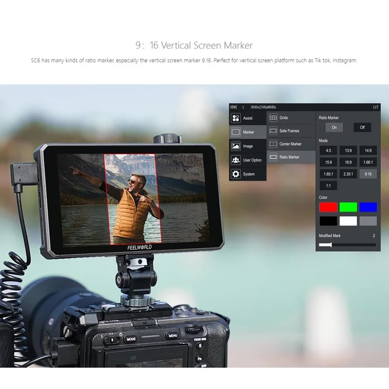 FEELWORLD SC6 6 Inch Camera Monitor 1500NIT High Brightness SDI Photography Monitor Video Monitor