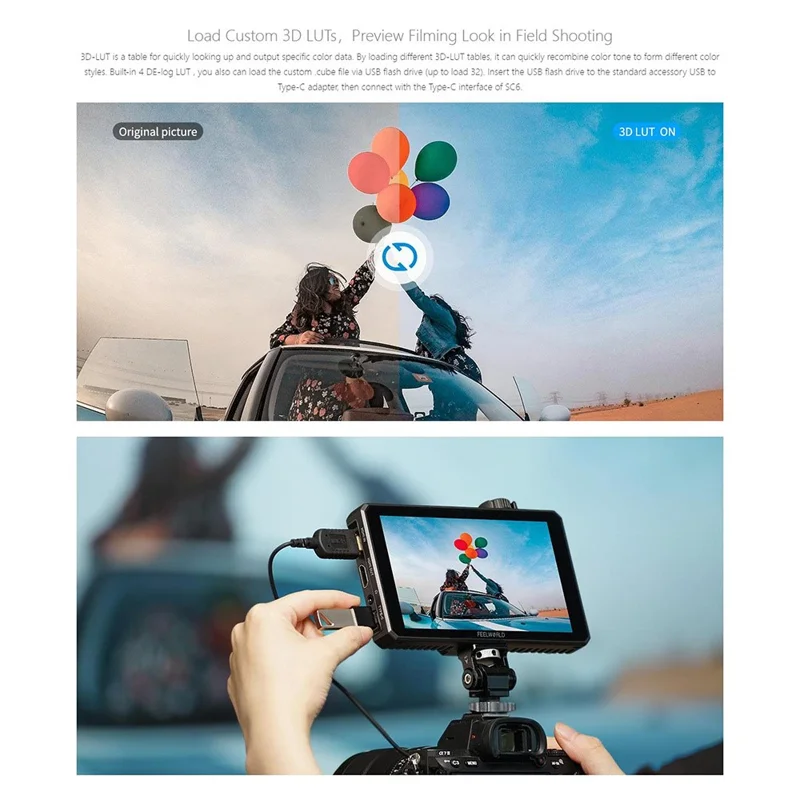 FEELWORLD SC6 6 Inch Camera Monitor 1500NIT High Brightness SDI Photography Monitor Video Monitor