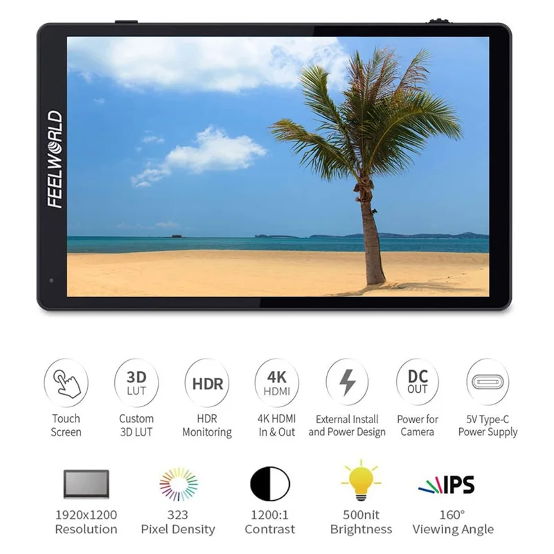 FEELWORLD F7PRO 4K Touch Display 7 Inch Camera Monitor HD Input / Output 60Hz for DSLR / Mirrorless Photography / Videography