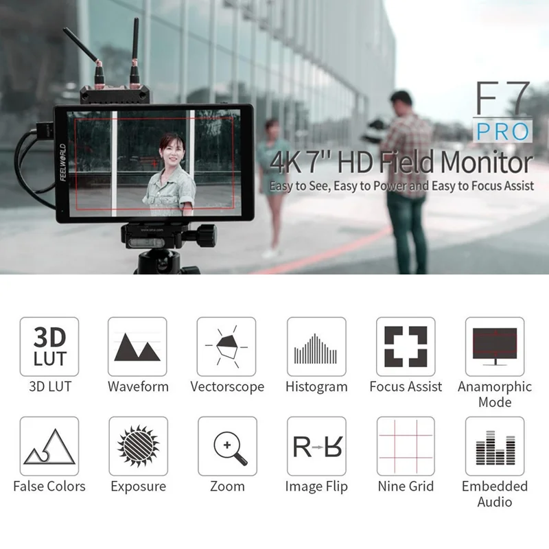 FEELWORLD F7PRO 4K Touch Display 7 Inch Camera Monitor HD Input / Output 60Hz for DSLR / Mirrorless Photography / Videography