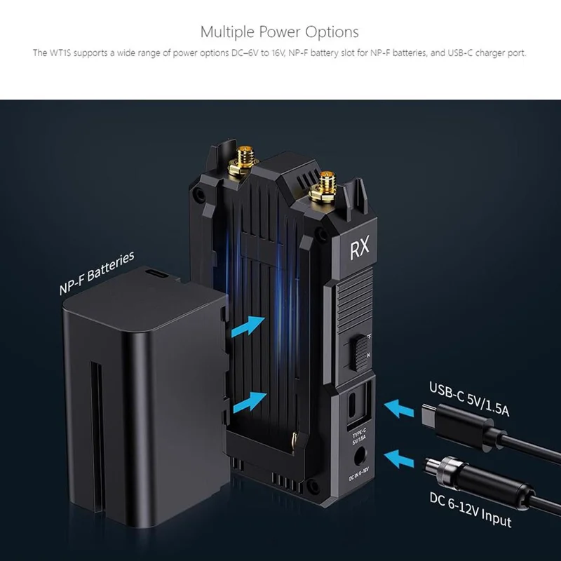FEELWORLD WT1S Trådløs video sender/modtager sæt med dobbelt HD + SDI signalport, fuld duplex talekommunikation, 300 m rækkevidde, 4K transmission