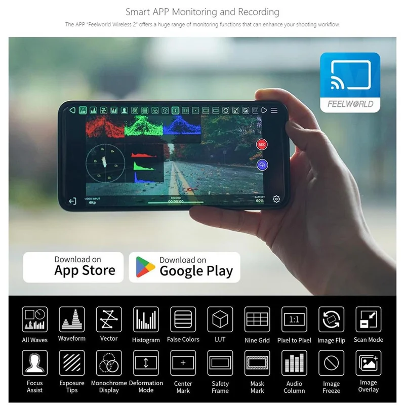 FEELWORLD WT1H Wireless Transmitter / Receiver Set Full-Duplex Voice Communication 300M Range 4K Transmission