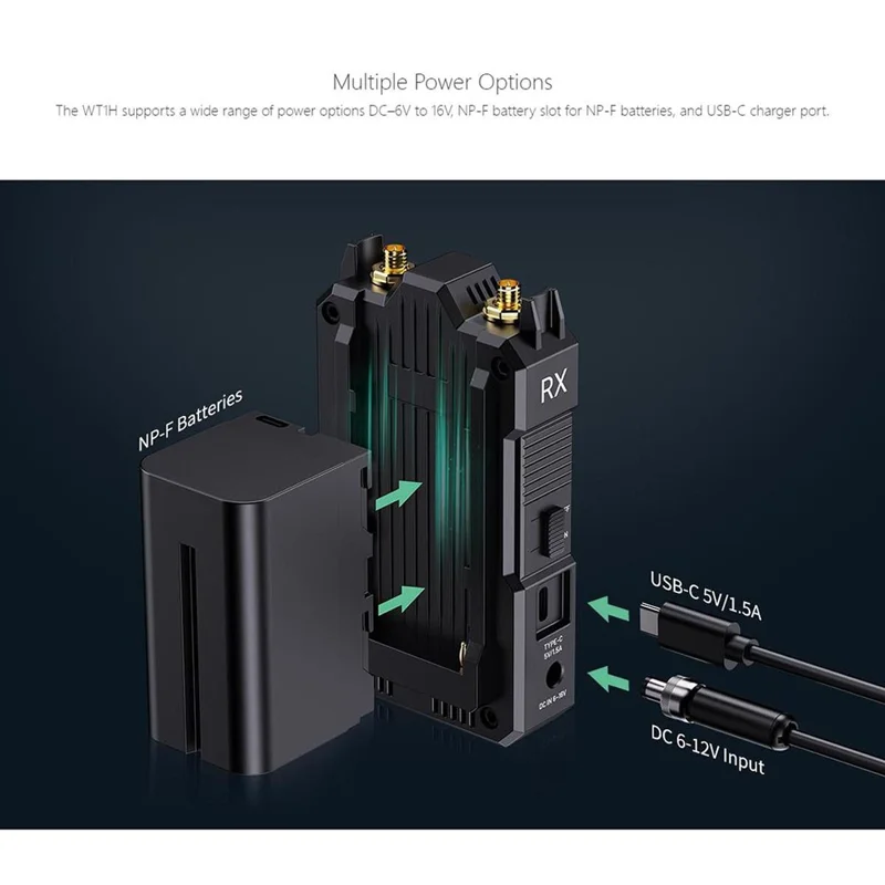 FEELWORLD WT1H Wireless Transmitter / Receiver Set Full-Duplex Voice Communication 300M Range 4K Transmission