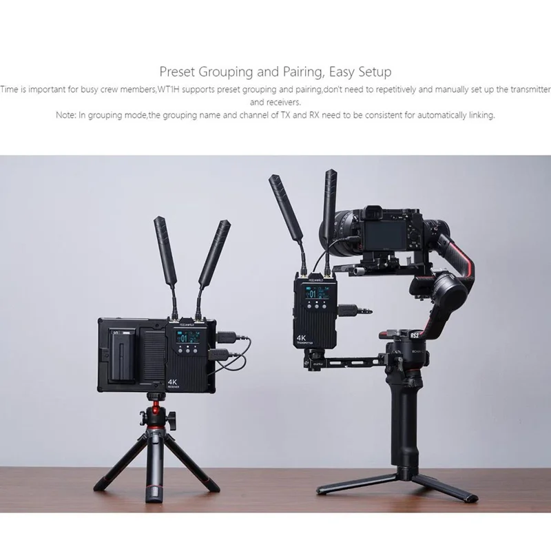 FEELWORLD WT1H Wireless Transmitter / Receiver Set Full-Duplex Voice Communication 300M Range 4K Transmission