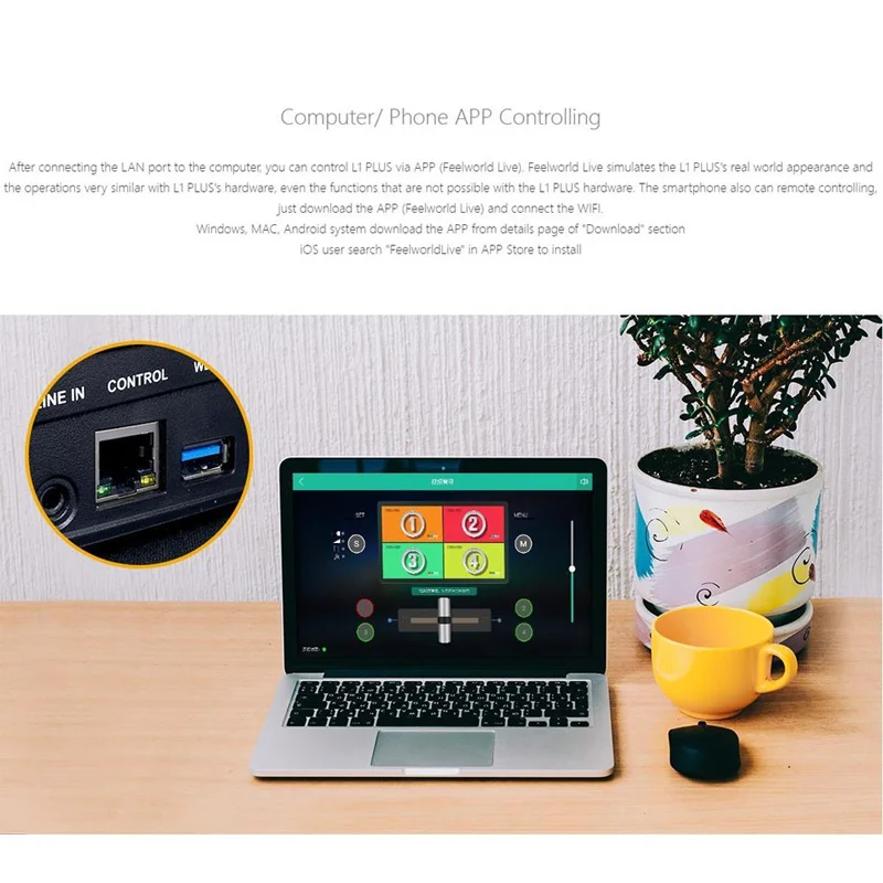 FEELWORLD L1 PLUS Videobytare / PTZ-styrning / Kromakey / Multikamerans liveproduktionsmixer för studio / sändning – US-uttag