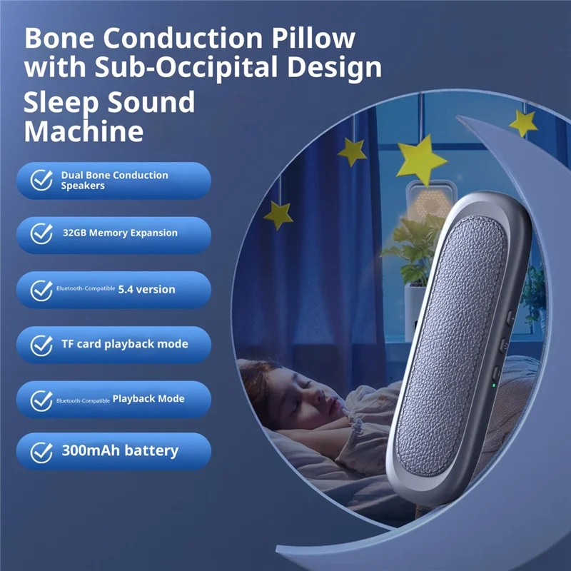 Altavoz portátil de conducción ósea QY13 Pillow Speaker para ayuda para dormir en el hogar / dormitorio - Azul