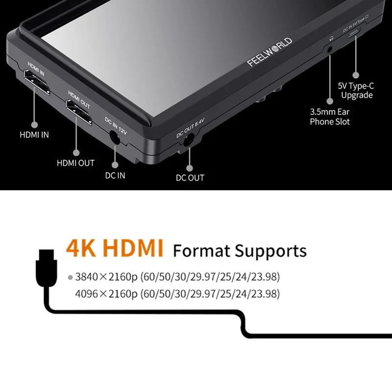 FEELWORLD FW568 V3 6 Inch HD 4K Camera Monitor Stabilizer External Display Screen for Photography