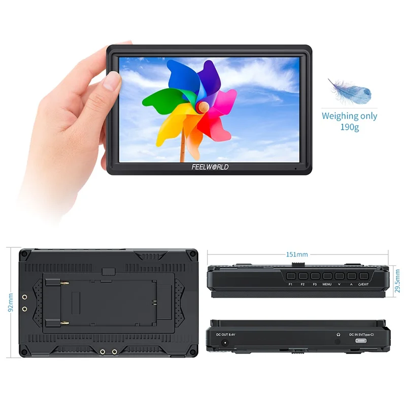 FEELWORLD FW568 V3 6 Inch HD 4K Camera Monitor Stabilizer External Display Screen for Photography