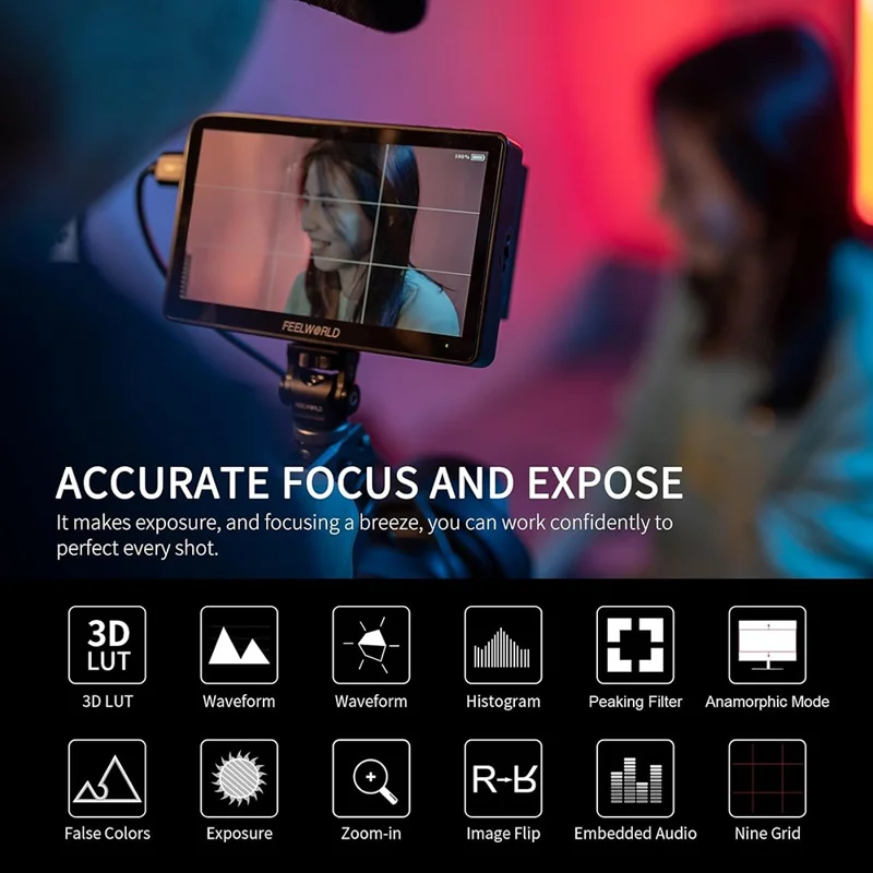 FEELWORLD F5 Pro V4 6 Inch Touchscreen DSLR Camera Monitor External Wireless Display Screen for Photography