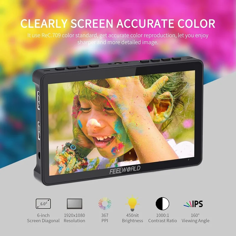 FEELWORLD F5 Pro V4 6 Inch Touchscreen DSLR Camera Monitor External Wireless Display Screen for Photography