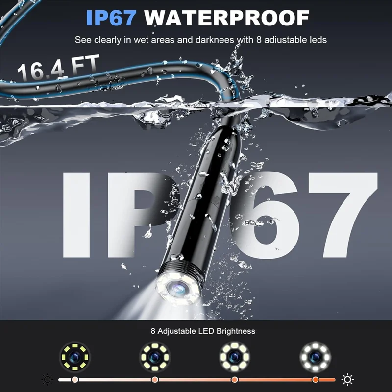 Câmera de Inspeção Industrial Endoscópio Portátil HD com Tela IPS de 4,3 Polegadas, Lente Única de 8 mm, Cabo de 2 m, Modelo G41