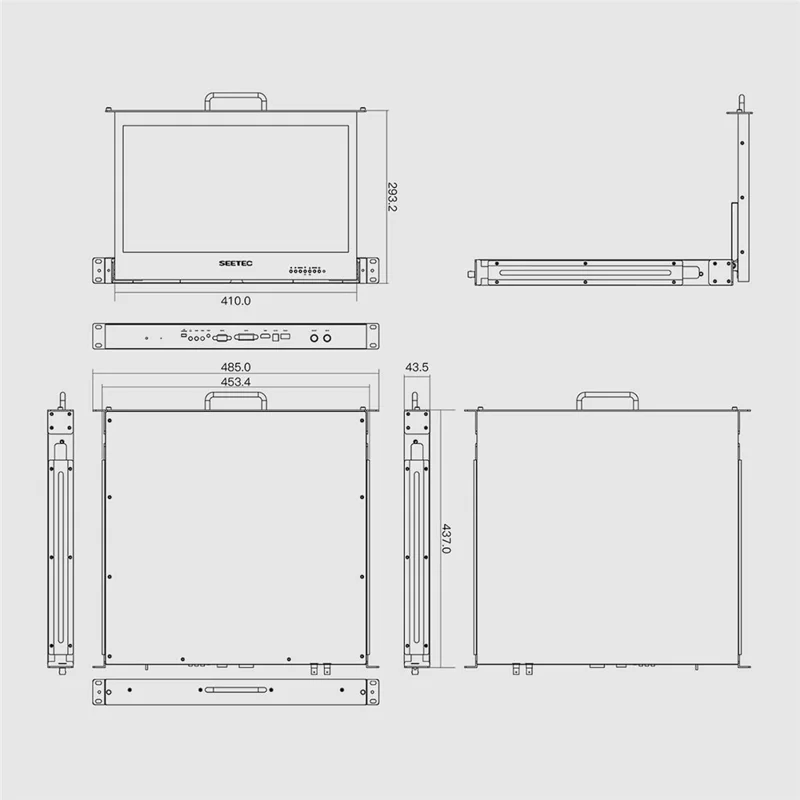SEETEC SC173-HSD-56 17,3-calowy ekran IPS Full HD 1920x1080 1RU, monitor wyciągowy do montażu w racku do produkcji / nadawania – wtyk amerykański