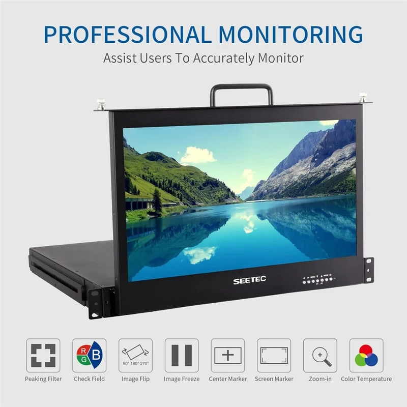 SEETEC SC173-HSD-56 17,3-calowy ekran IPS Full HD 1920x1080 1RU, monitor wyciągowy do montażu w racku do produkcji / nadawania – wtyk amerykański