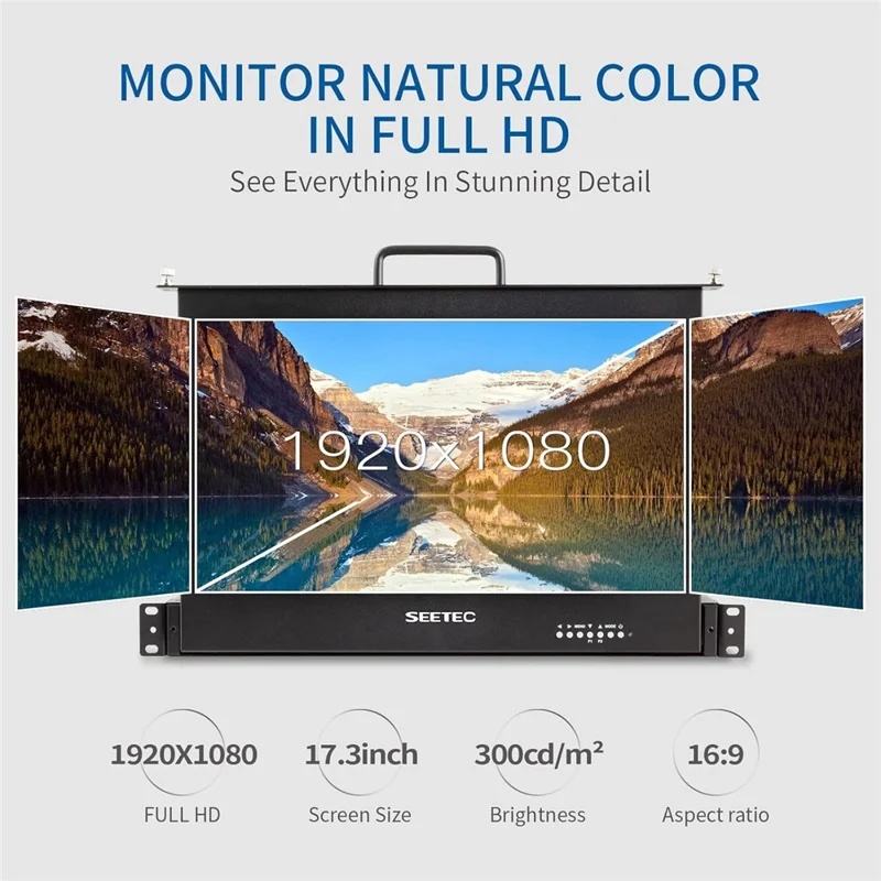 SEETEC SC173-HSD-56 17,3-calowy ekran IPS Full HD 1920x1080 1RU, monitor wyciągowy do montażu w racku do produkcji / nadawania – wtyk amerykański