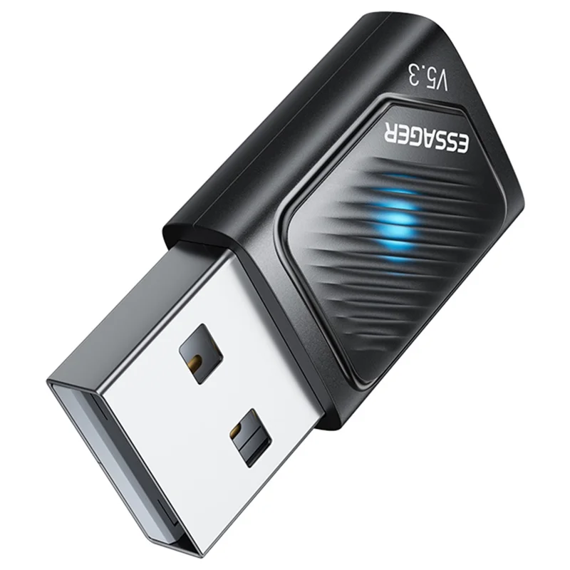 Adaptador Bluetooth ESSAGER USB 5.3 com Alcance de Sinal de 20m, Plug and Play Compatível com Windows 8 / 10 / 11
