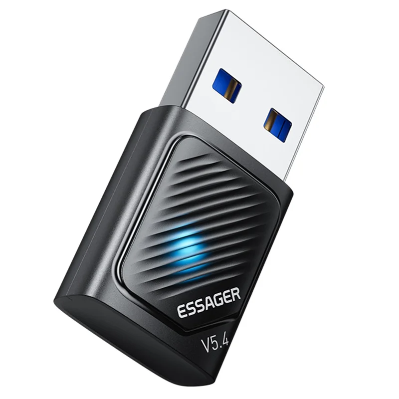 Adaptador Bluetooth ESSAGER USB 5.4 Compatível Alcance de Sinal de 20m Plug and Play Compatível com Windows 8 / 10 / 11