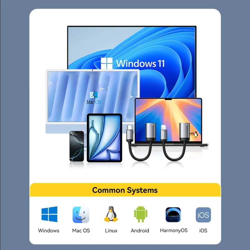 ESSAGER 15cm 2 in 1 Audio Adapter iP Female to Type-C Male Charging Audio DAC Digital Decoding - Grey