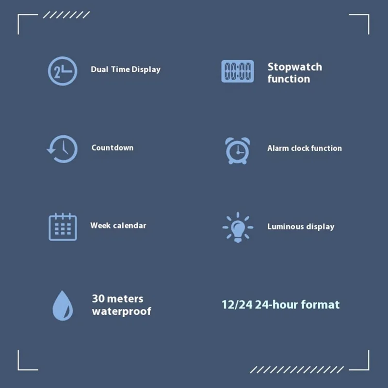 SKMEI 2475 Square Digital Watch for Students Chronograph Electronic Wristwatch with EL Backlight - Black+White Dial