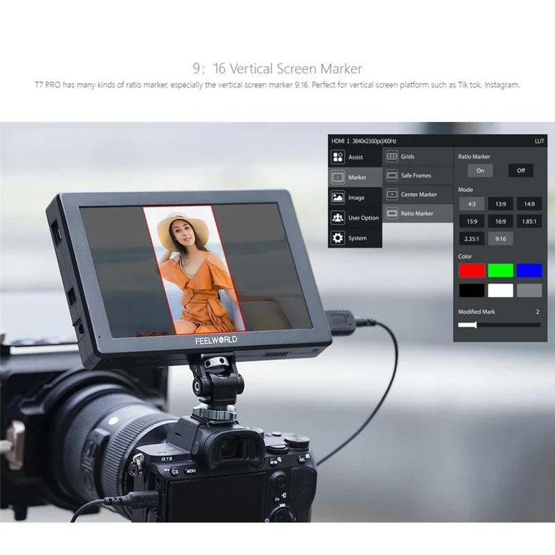 FEELWORLD T7 PRO 7 cali 4K Monitor reżysera Ekran zewnętrzny HD do kamery DSLR
